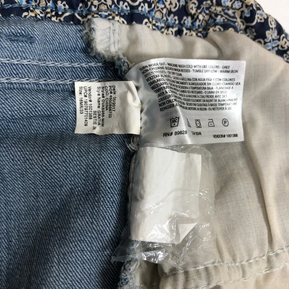 Vintage America Blues Cotton Blend Flowers Patchwork Bestie Blue Jeans 16R/33 - Picture 9 of 16